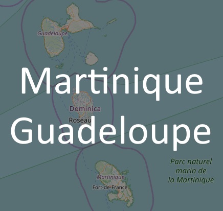 Copie d'écran : carte de la Martinique et de la Guadeloupe