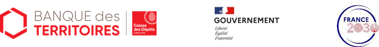 Logos de la Banque des Territoire, du Gouvernement, et de France 2030
