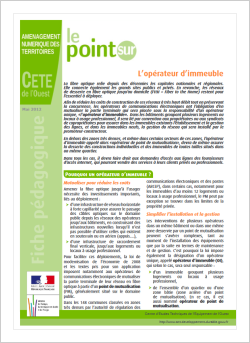 Fiche le point sur ... l'opérateur d'immeuble
