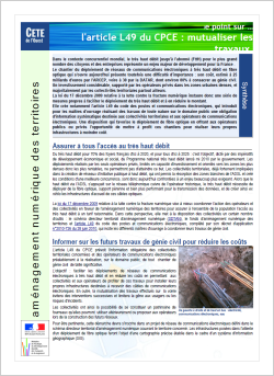 Fiche le point sur ... l'article L49 du CPCE : mutualiser les travaux