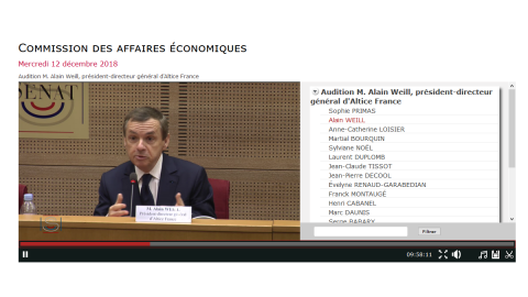 Audition de M. Weill, président-directeur-général d'Altice France au Sénat